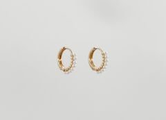 18K Rose Gold Plated Route Des Perles Hoop Küpe