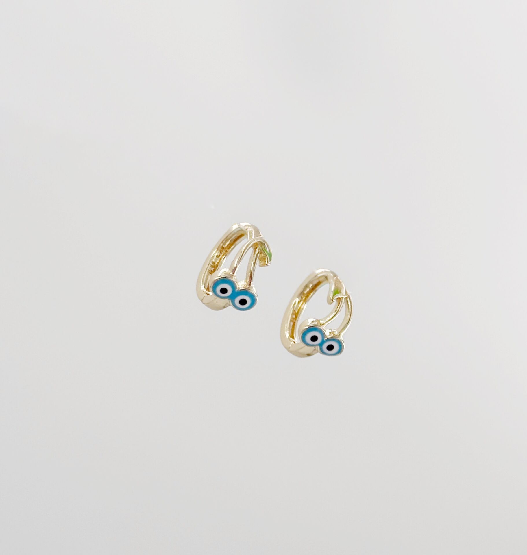 14K Gold Plated Blue Cherry Hoop Küpe