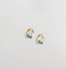 14K Gold Plated Blue Cherry Hoop Küpe