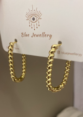 14K Gold Plated Bract Hoop Küpe