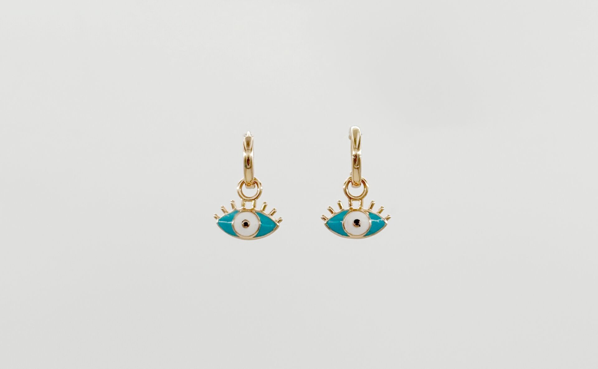 18K Rose Gold Plated Blu Eye Drop Küpe