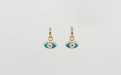 18K Rose Gold Plated Blu Eye Drop Küpe