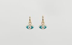 18K Rose Gold Plated Blu Eye Drop Küpe