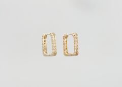 18K Rose Gold Plated İtalian Pattern Hoop Küpe