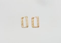 18K Rose Gold Plated İtalian Pattern Hoop Küpe