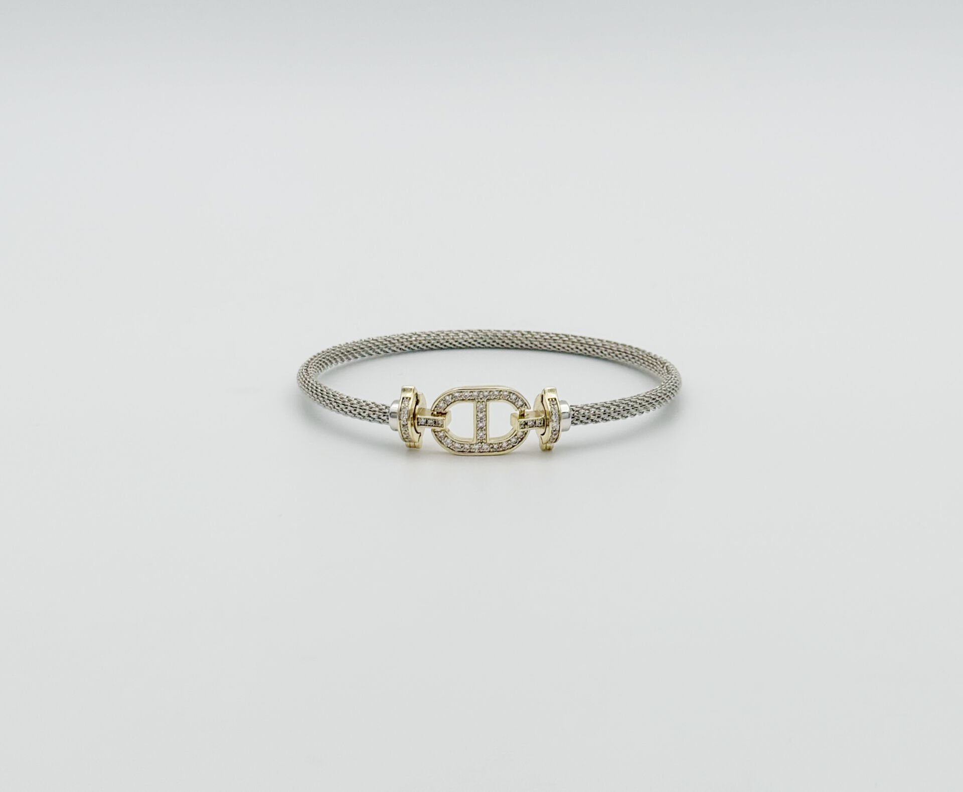 White Gold Plated İtalyan Hasır Kelepçe