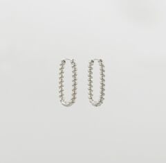 White Gold Plated Bract Hoop Küpe