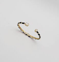 14K Gold Plated Green İvy Kelepçe