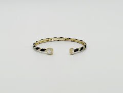 14K Gold Plated Black İvy Kelepçe