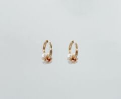 18K Rose Gold Plated Fleur De Perle Hoop Küpe