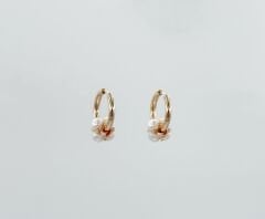 18K Rose Gold Plated Fleur De Perle Hoop Küpe