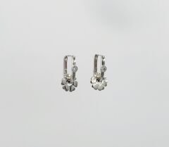 White Gold Plated Clover Drop Küpe