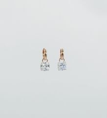 18K Rose Gold Plated Square Stone Drop Küpe