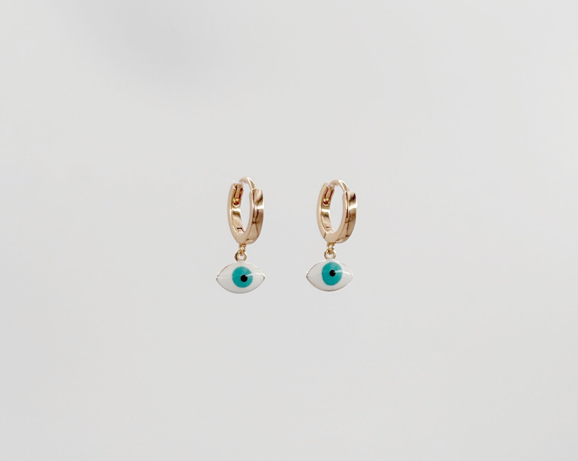 18K Rose Gold Plated Mini Eyes Hoop Küpe