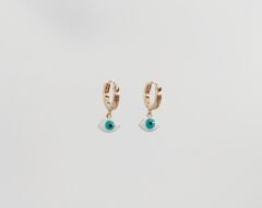 18K Rose Gold Plated Mini Eyes Hoop Küpe