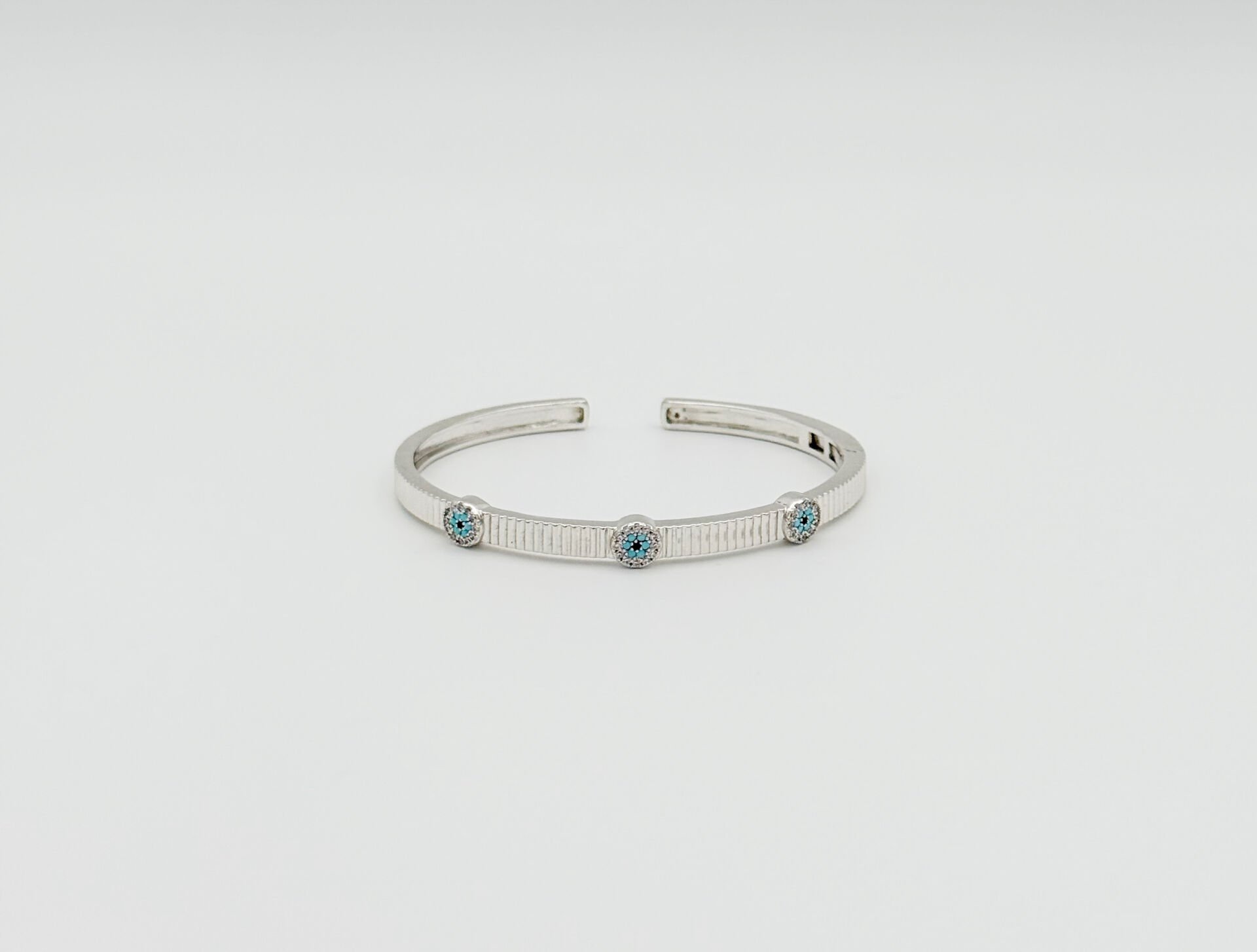 White Gold Plated Blue Line Kelepçe