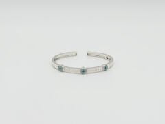 White Gold Plated Blue Line Kelepçe