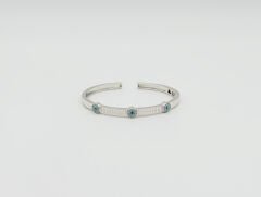 White Gold Plated Blue Line Kelepçe