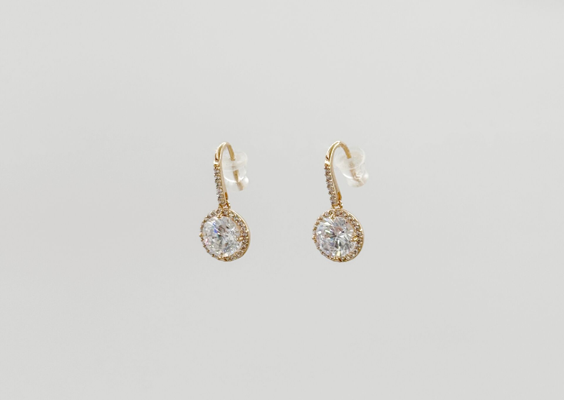 18K Rose Gold Plated Trapez Luna Drop Küpe