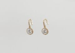 18K Rose Gold Plated Trapez Luna Drop Küpe