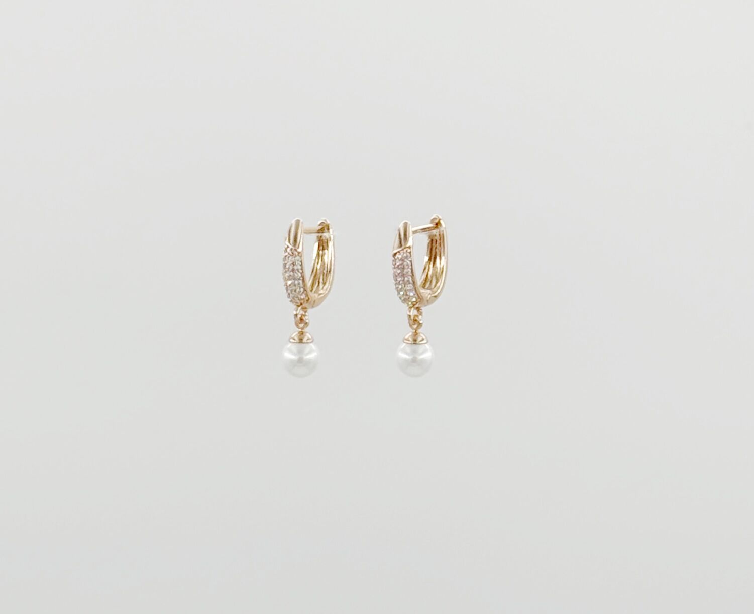 18K Rose Gold Plated Pearly Etoile Hoop Küpe