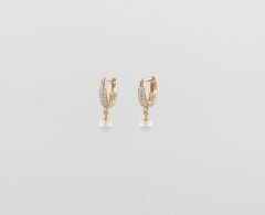 18K Rose Gold Plated Pearly Etoile Hoop Küpe