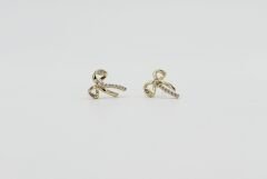 14K Gold Plated Mini Shiny Bow Stud Küpe
