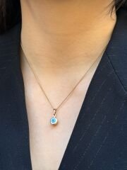 18K Rose Gold Plated Mini Nazar Kolye