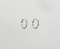 White Gold Plated Simply Stone Hoop Küpe