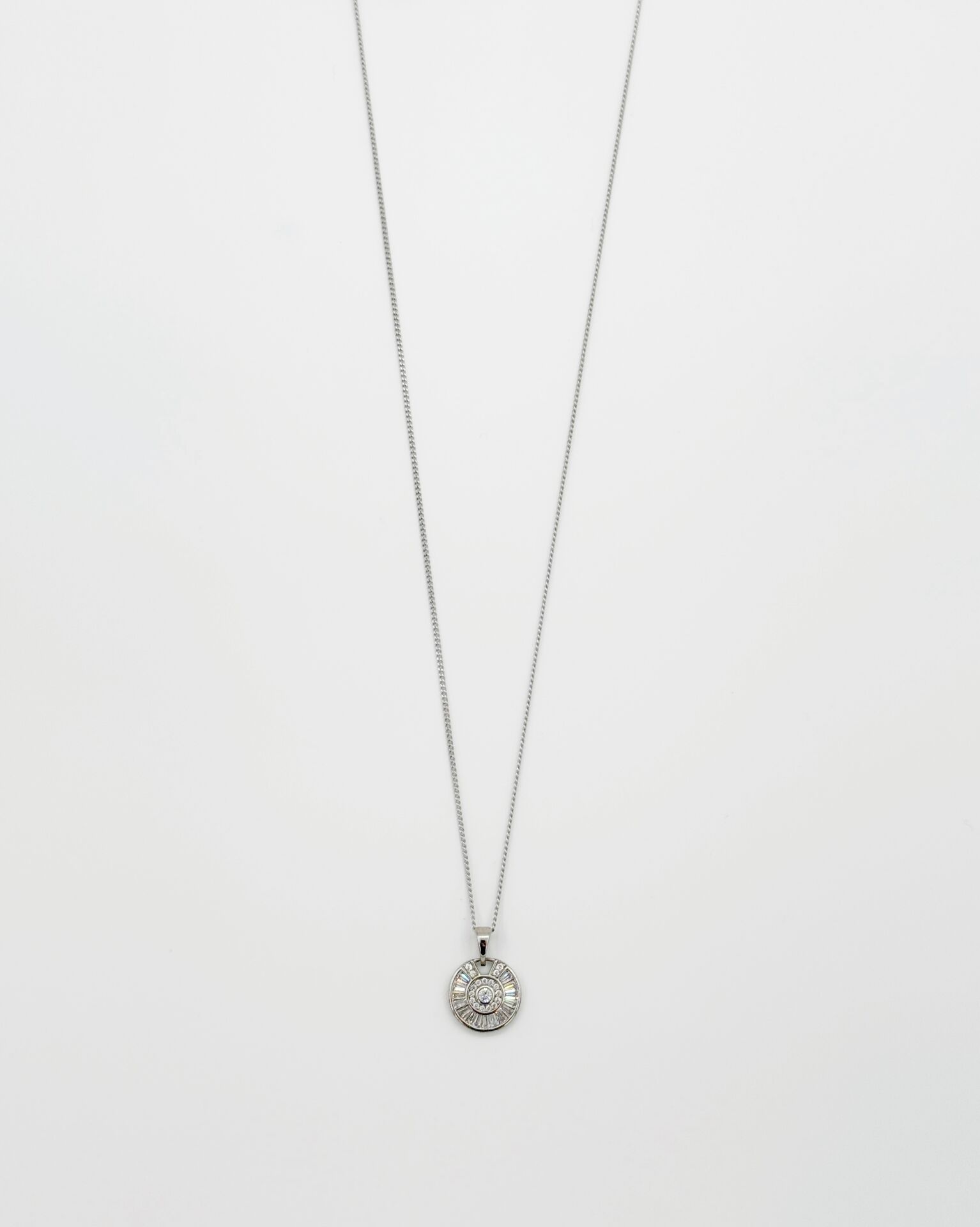 White Gold Plated Ring Loop Kolye