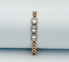 18K Rose Gold Plated Tria Baget Taşlı Bileklik