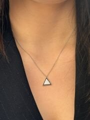 White Gold Plated Trigon Kolye