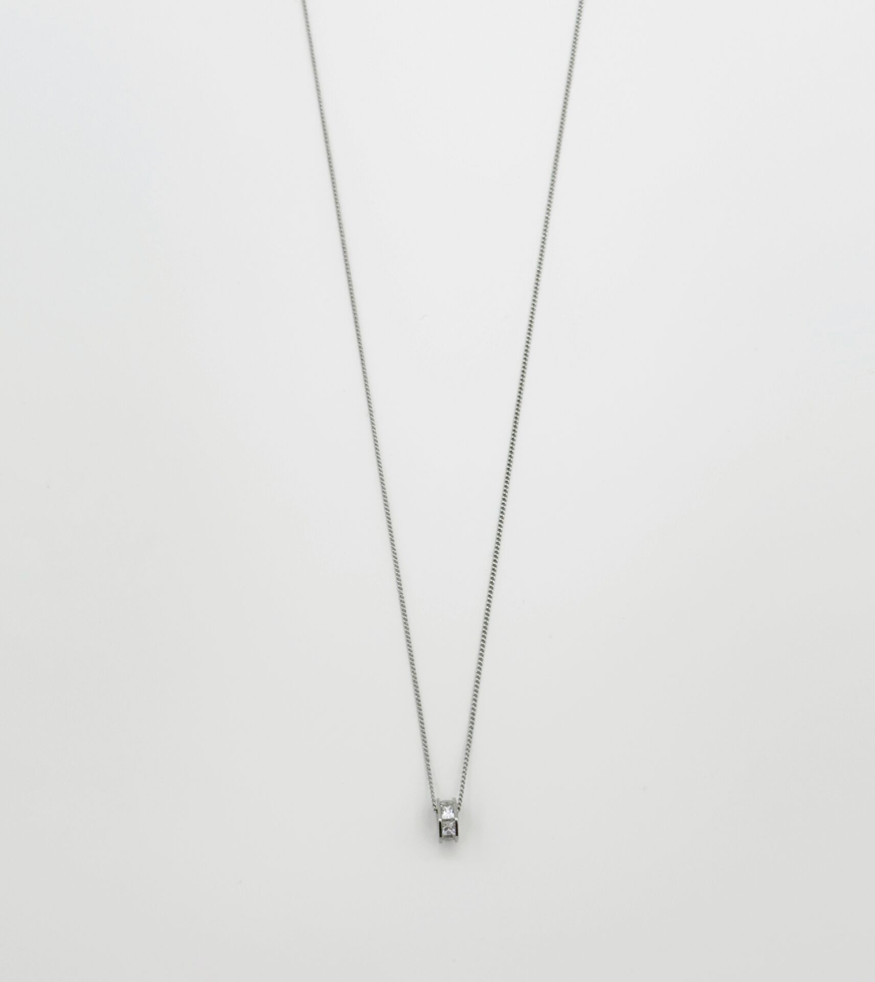 White Gold Plated Hepta Mini Baget Kolye