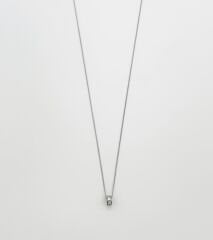 White Gold Plated Hepta Mini Baget Kolye