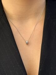 White Gold Plated Hepta Mini Baget Kolye