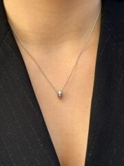 White Gold Plated Hepta Mini Baget Kolye