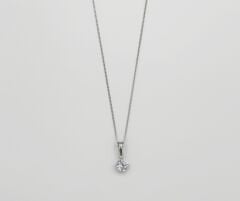 White Gold Plated Minimal Tek Taş Kolye