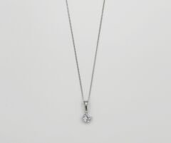 White Gold Plated Minimal Tek Taş Kolye