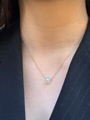 18K Rose Gold Plated Hologram Küp Kolye