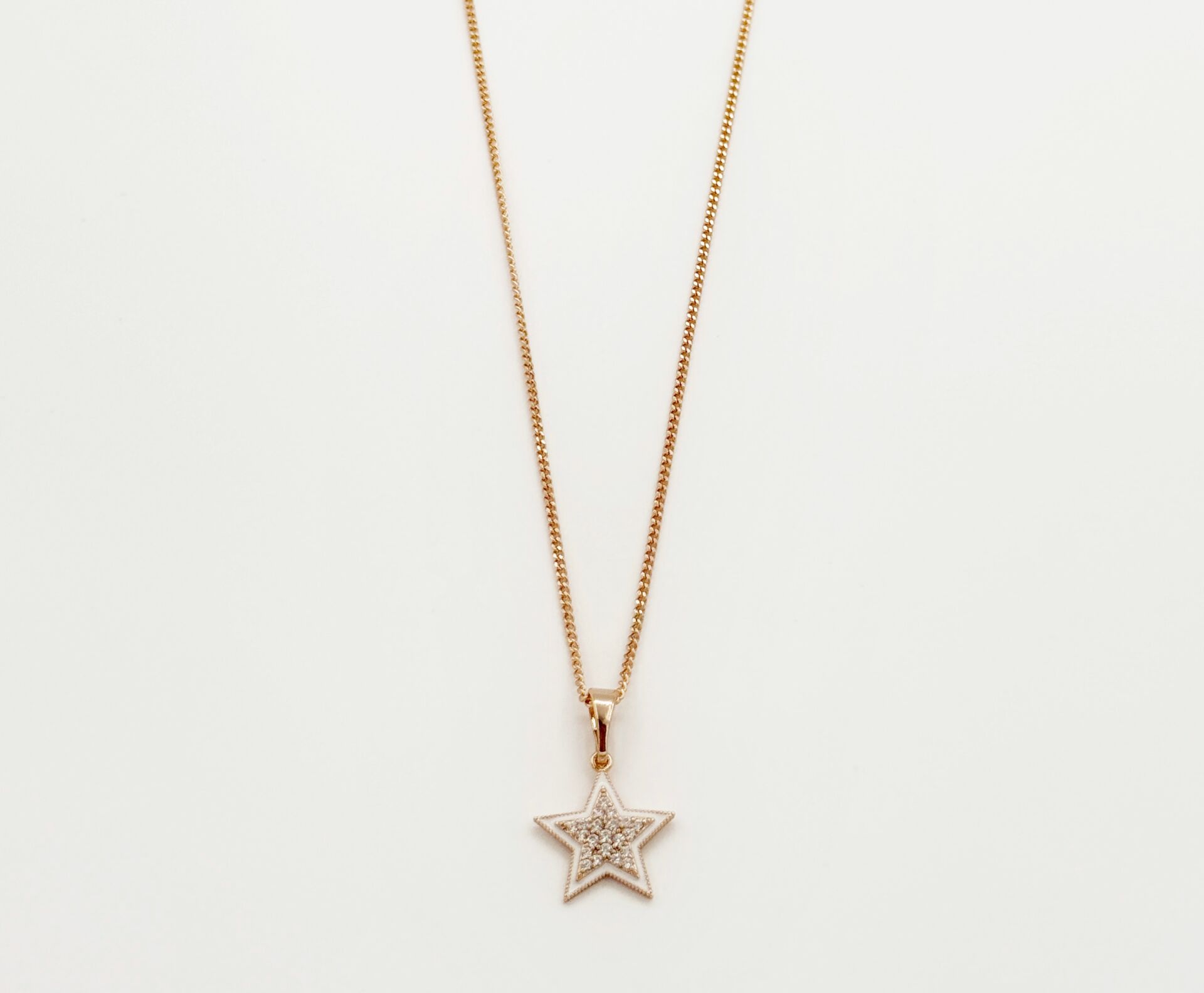 18K Rose Gold Plated White Star Kolye