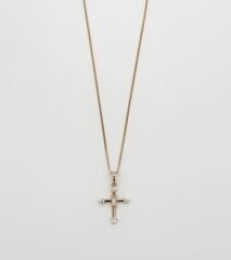 18K Rose Gold Plated Baget Cross Kolye