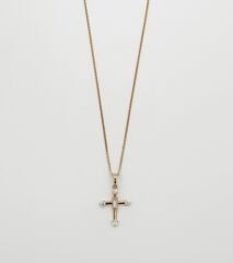 18K Rose Gold Plated Baget Cross Kolye