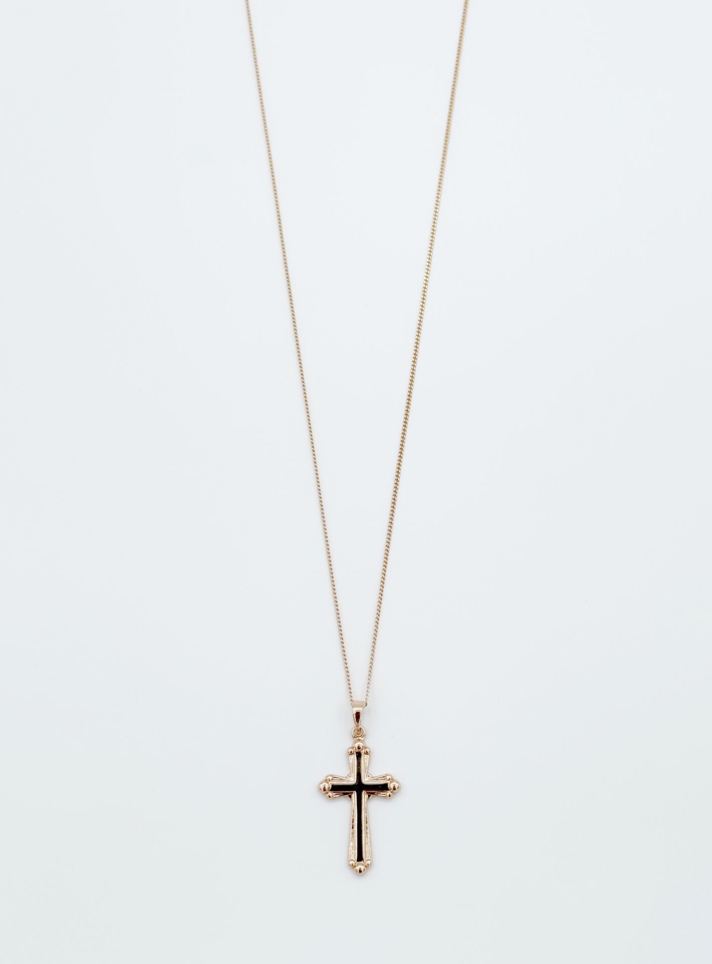18K Rose Gold Plated Point Cross Kolye