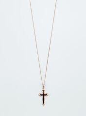 18K Rose Gold Plated Point Cross Kolye
