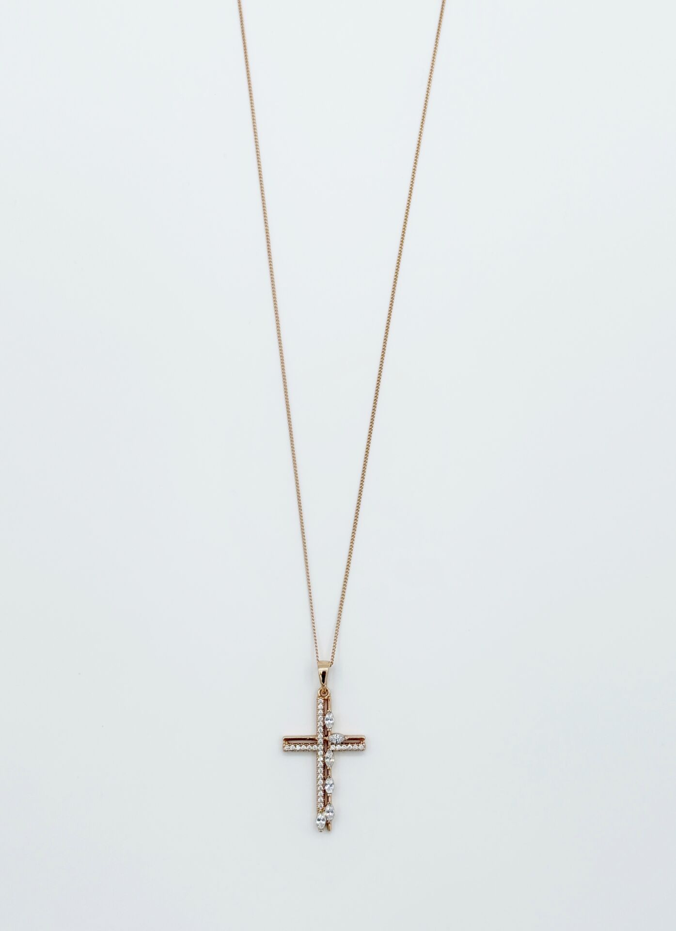 18K Rose Gold Plated Blended Cross Kolye