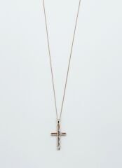 18K Rose Gold Plated Blended Cross Kolye