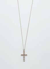 18K Rose Gold Plated Blended Cross Kolye