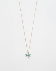 18K Gold Plated Mavi Yusufçuk Kolye