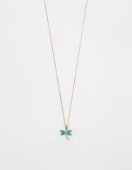 18K Gold Plated Mavi Yusufçuk Kolye