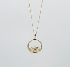 14K Gold Plated Circle Eye Kolye